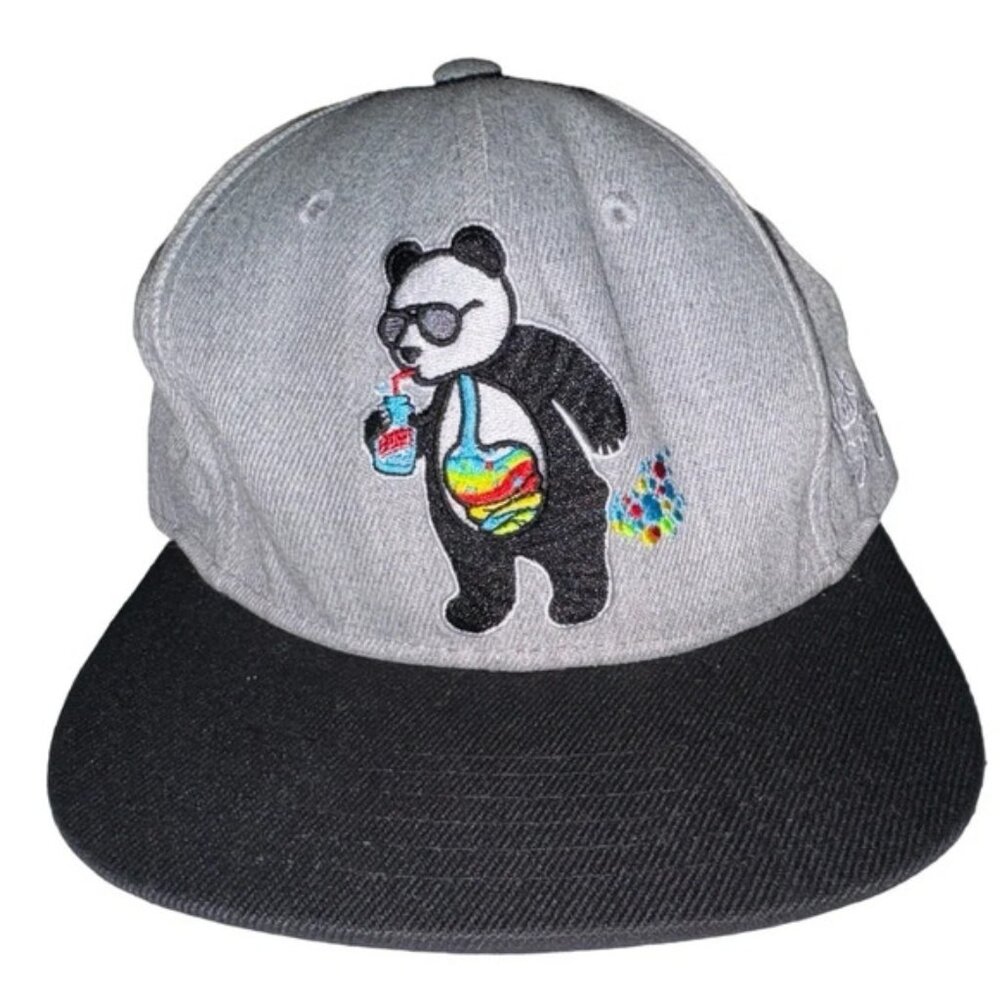 Riot Society Panda drink Bubbles Blue&Grey flat bill SnapBack youth hat​
